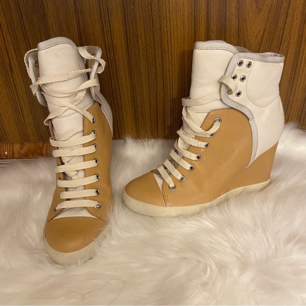 See by Chloe women’s lace up wedge heeled boots in size 36